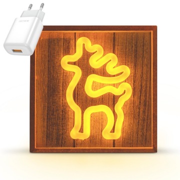 NEON DEKORACJA OZDOBA ŚWIĄTECZNA LED LAMPKA RENIFER + zasilacz