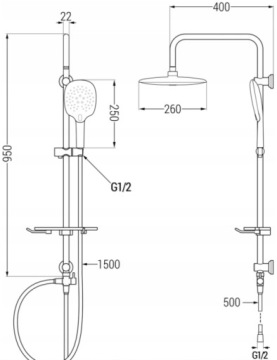 MEXEN T22 ДУШЕВАЯ КОЛОННА НАВЕРХНЕГО МОНТАЖА, ЧЕРНАЯ