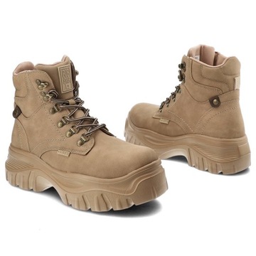 Beżowe Botki Big Star Modne Buty Damskie