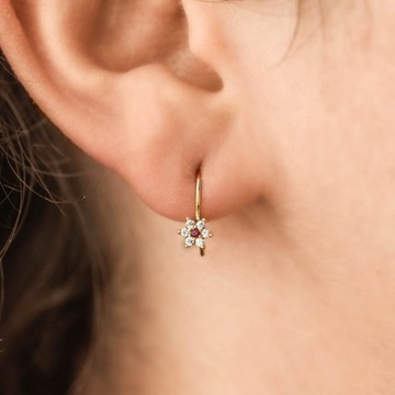 ЗОЛОТЫЕ СЕРЬГИ ЦВЕТКИ 585 ЦВЕТЫ BIGIEL ЦВЕТА