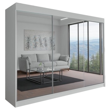 SZAFA MILAN - 3D 190 CM - BIAŁA ( 3x lustro ) - garderoba trzydrzwiowa