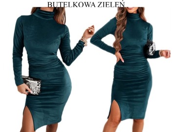 ЖЕНСКОЕ БАРХАТНОЕ ПЛАТЬЕ-КАРАНДАШ, ГОЛЬФ С ВЫРЕЗОМ, ЦВЕТА