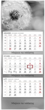 Kalendarze Reklamowe Trójdzielne z Logo główka płaska + PROJEKT 60 szt.