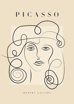 PICASSO Portret kobiety PLAKAT beż 40x50cm #722