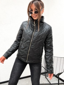 ЖЕНСКАЯ ВЕСЕННЯЯ КУРТКА ПЕРЕХОДНОГО ПЕРИОДА ВЕТРОВКА СТЕГАНАЯ ЧЕРНАЯ 8363 РАЗМЕР S