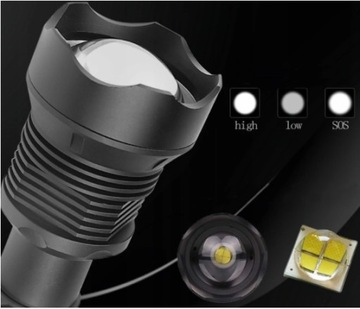 МОЩНЫЙ ТАКТИЧЕСКИЙ ФОНАРЬ LED XHP50 ZOOM USB +1,5 км