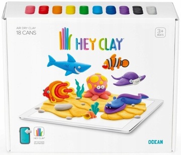 Пластилиновый пластилин для детей HEY CLAY Набор Ocean Fish, 18 контейнеров