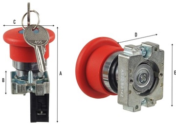 КНОПКА ПРЕДОХРАНИТЕЛЯ МЕТАЛЛИЧЕСКАЯ ГРИБКОВАЯ С КЛЮЧОМ