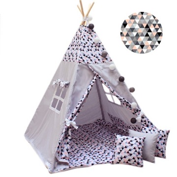 Namiot TIPI dla dzieci DUŻY 3 poduszki MATA TEEPEE wigwam prezent CE