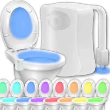 LAMPKA LED PODŚWIETLENIE TOALETY WC CZUJNIK RUCHU PROGRAMOWANE KOLORY