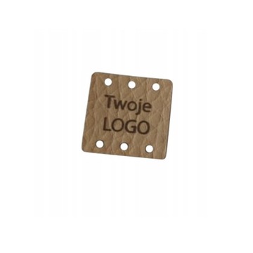 Metka wszywka ekoskóra 20x20mm twoje logo 100szt