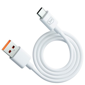 Biały Kabel Przejściówka USB -A do USB-C 60W 3A 1.2m - 3mk Hyper Cable