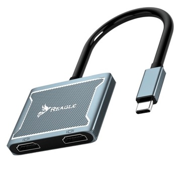Reagle HUB USB-C Adapter Dual 2x HDMI 4K MST USB MacBook M1 M2 M3 PD 100W