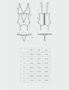 Obsessive Emperita gorset + stringi XXL