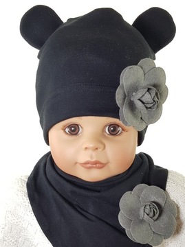 КОМПЛЕКТ ШАПКА МИННИ МАУС + ШАРФ С ПОМПОНАМИ 1-10 ЛЕТ ДО 20 УЗОРОВ