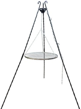 GRILL TRÓJNÓG OGRODOWY OGNISKOWY RUSZT FI 70 CM CHROMOWANY STOJAK KUTY