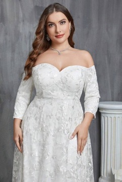 SHEIN SUKNIA ŚLUBNA PLUS SIZE Z CEKINAMI 52 ŁŁA