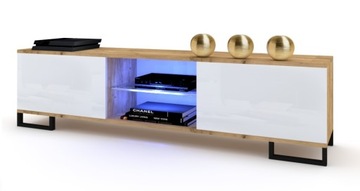 GLORIA Szafka RTV 180 Craft Biała Połysk Nogi LED