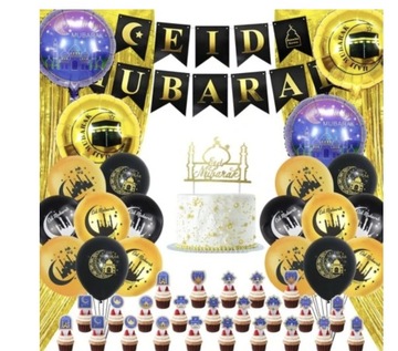 Eid Mubarak Ramadan dekoracja na imprezę, 47 sztuk, akcesoria dekoracyjne,