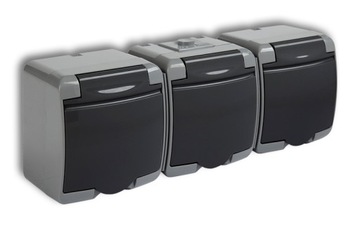 KARLIK JUNIOR 3xGNIAZDO IP54 POPIEL/GRAFIT 30GHE-3