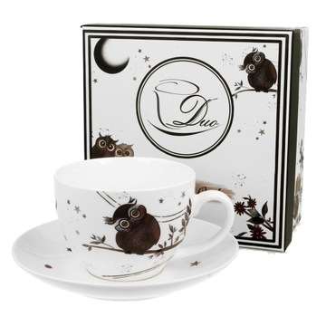 FILIŻANKA ZE SPODKIEM 280ML CHARMING OWLS