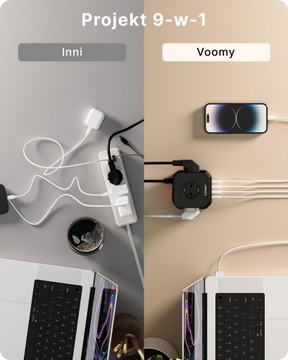 Voomy Stack Power Cube 10 — розетка длиной 2 м, 3 USB-A и 1 USB-C, 20 Вт, черный