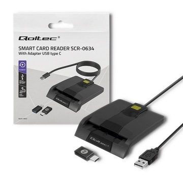 СЧИТЫВАТЕЛЬ ЧИП-КАРТ QOLTEC SMART ID | SCR-0634 | USB ТИП C