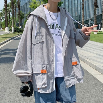 Jackets Men Ins Cargo Summer Hooded Streetwear Fas