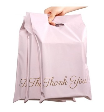 Foliopaki RÓŻOWE z rączką THANK YOU 310x420 50szt