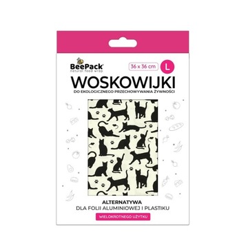 Woskowijka do przechowywania żywności, CZARNY KOT, L (36x36cm), BeePack
