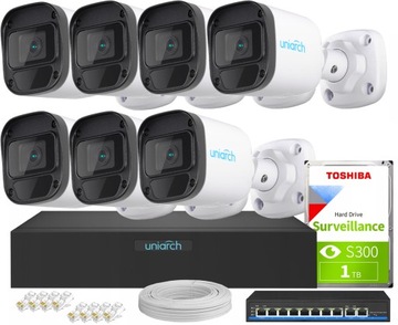 Zestaw Monitoringu IP 7 Kamer Zewnętrznych Full HD
