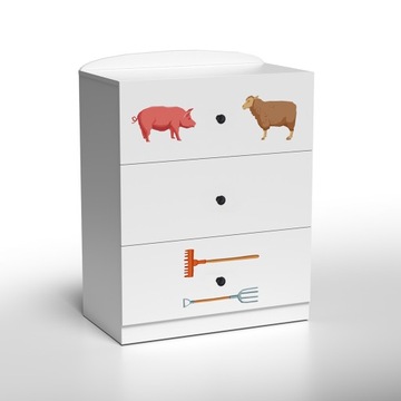 Komoda Dziecięca z Szufladami Motyw Farmy 80x40x80CM Dostawa Gratis!