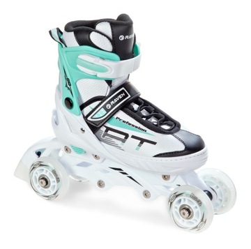 Роликовые коньки 3в1 регулируемые RAVEN Profession Белый/Мятный 28-32