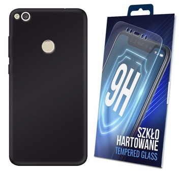 ETUI MATT CZARNY DO HUAWEI P8 P9 LITE 2017 + SZKŁO