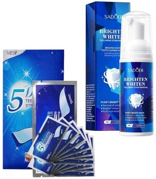 ZESTAW - PASKI WYBIELAJĄCE DO ZĘBÓW 14szt. + PIANKA PASTA MUS DO ZĘBÓW 60ml