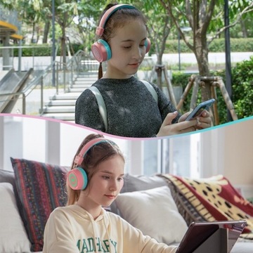 БЕСПРОВОДНЫЕ НАУШНИКИ ДЛЯ ДЕВОЧЕК РОЗОВЫЕ BLUETOOTH 5.0 LED NB