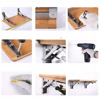 Настольная полка, складная, 400 мм, серебристая, 150 кг