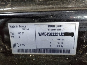 SMART FOURTWO I 1 450 0.7 TURBO 160920 NÁDRŽ PALIVA