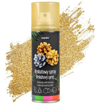 Brokatowy SPRAY Dekoracyjny Złoty lakier Brokat