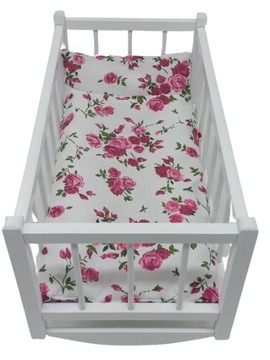 KOŁYSKA DREWNIANA dla lalek + POŚCIEL 3elementy