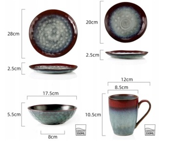 Столовый сервиз Vancasso STARRY RED, посуда, керамические тарелки, 16 шт/4 персоны