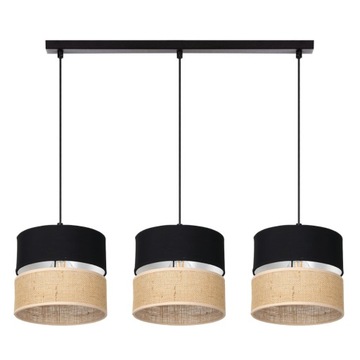 BOHO LAMPA WISZĄCA JUTA SUFITOWA LISTWA POTRÓJNA