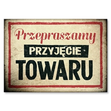 BLACHA METAL INFORMACJA NAPIS DO SKLEPU TOWAR