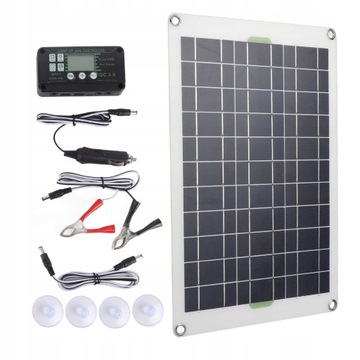 ZESTAW PANEL SOLARNY 50W 12V PRZETWORNICA