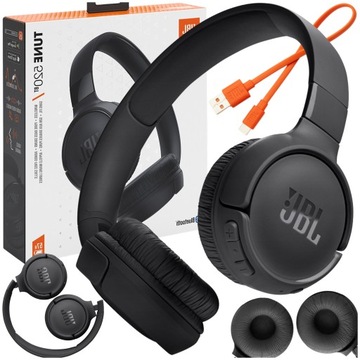 SŁUCHAWKI BEZPRZEWODOWE JBL NAUSZNE BLUETOOTH MIKROFON BASS SKŁADANE CZARNE