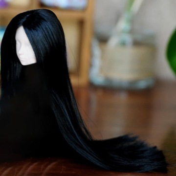 Изысканные детали куклы для лепки головы девушки 1/6 с черными прямыми волосами своими руками