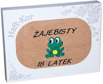 RĘCZNIK 70x140 Z HAFTEM NA PREZENT 18 URODZINY