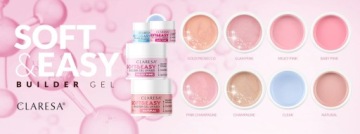 Claresa Наращивающий гель для наращивания ногтей Soft&Easy Glam Pink 90г