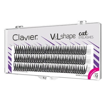 Kępki Rzęs Clavier V&L Shape Cat Eyelashes Skręt L - 12 mm