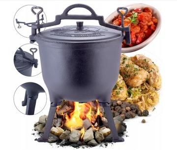 ЧУГУННЫЙ ОХОТНИЧИЙ КАУДЕЛЬ 4,0 л Эмалированная кастрюля для костра